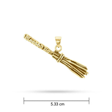 Gold Broomstick Pendant GTP3303 - Jewelry